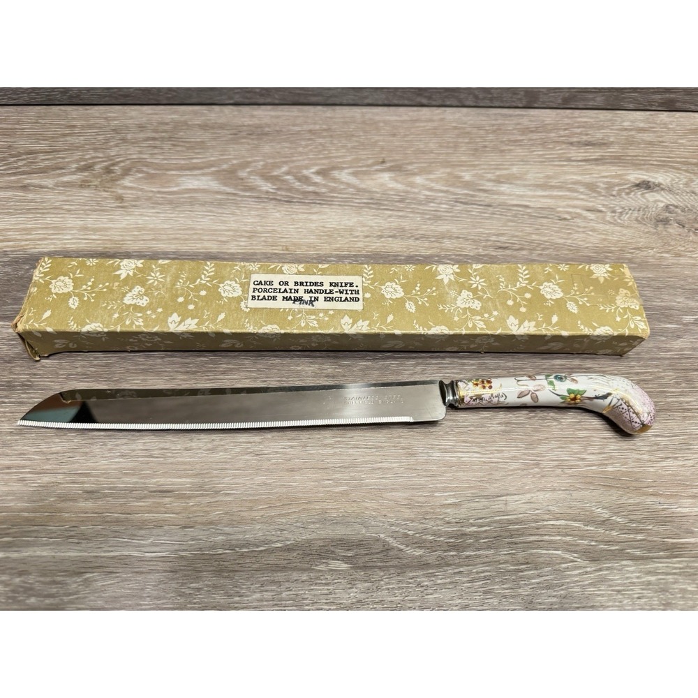 Vintage Sheffield Porcelain Handle Cake Knife brides Knife